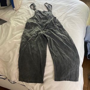 Zara London stone washed gray overalls with geometric strap holders